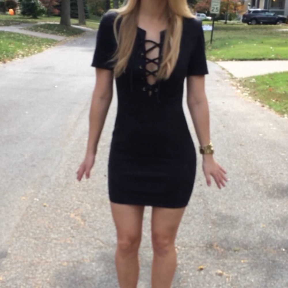 Black suede dress